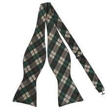 Mens Self Bow Tie Polka Dots Woven Silk Bow Ties 038-green Multi-color Plaids