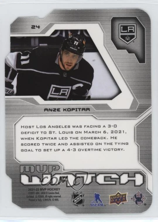 2021-22 Upper Deck MVP Colors and Contours Green /20 Anze Kopitar #24 - Image 2 of 2