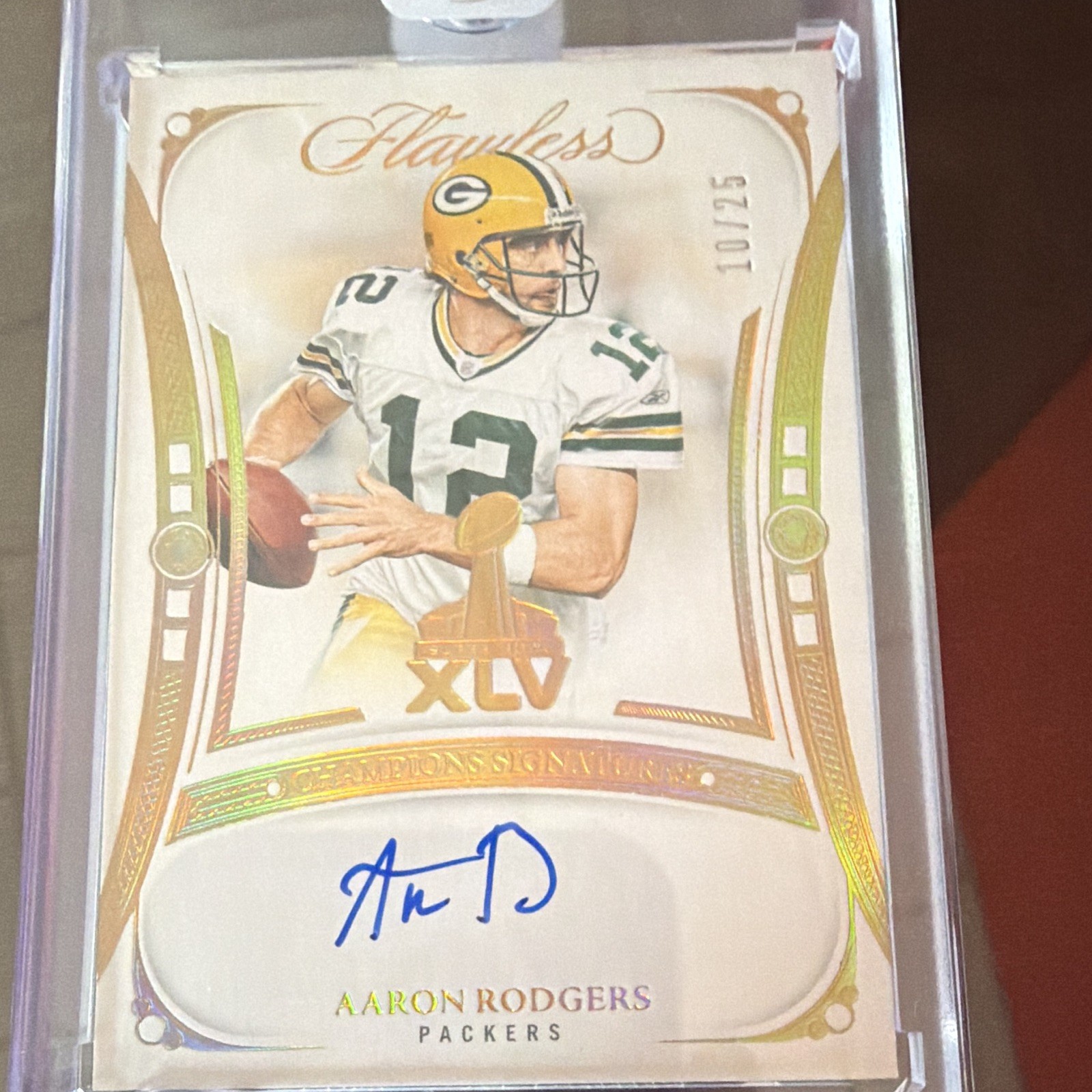 Panini Flawless 2025 Aaron Rodgers Packers Champions Signatures Auto CH-ARS /25 view 2