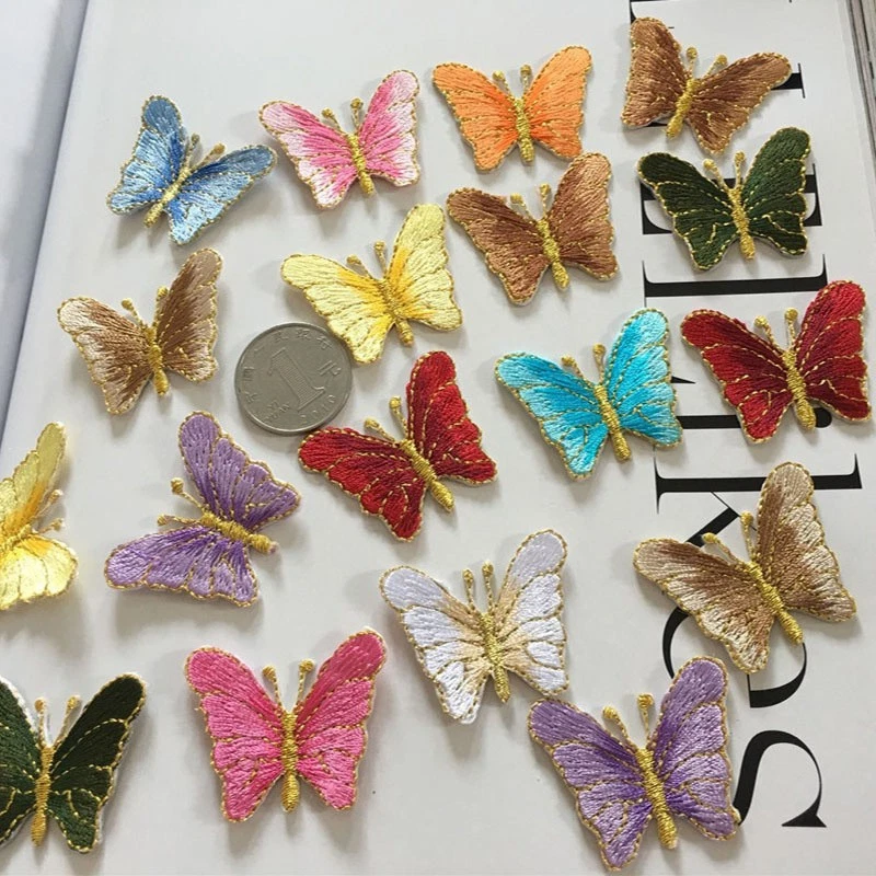 Thread Butterfly Embroider Patch Gold Hole Cloth Stickers Diy Clothes Shoes 10pc Foto 2 de 4