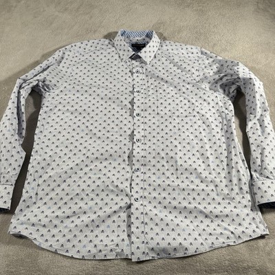 Johnston & Murphy Shirt Mens XL Skull All Over Print Geometric