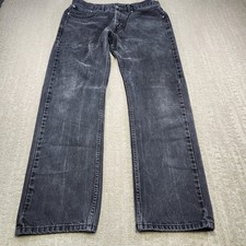 Vintage Levis 505 Jeans Men 34x32 Straight Leg Black Denim Regular Fit Faded