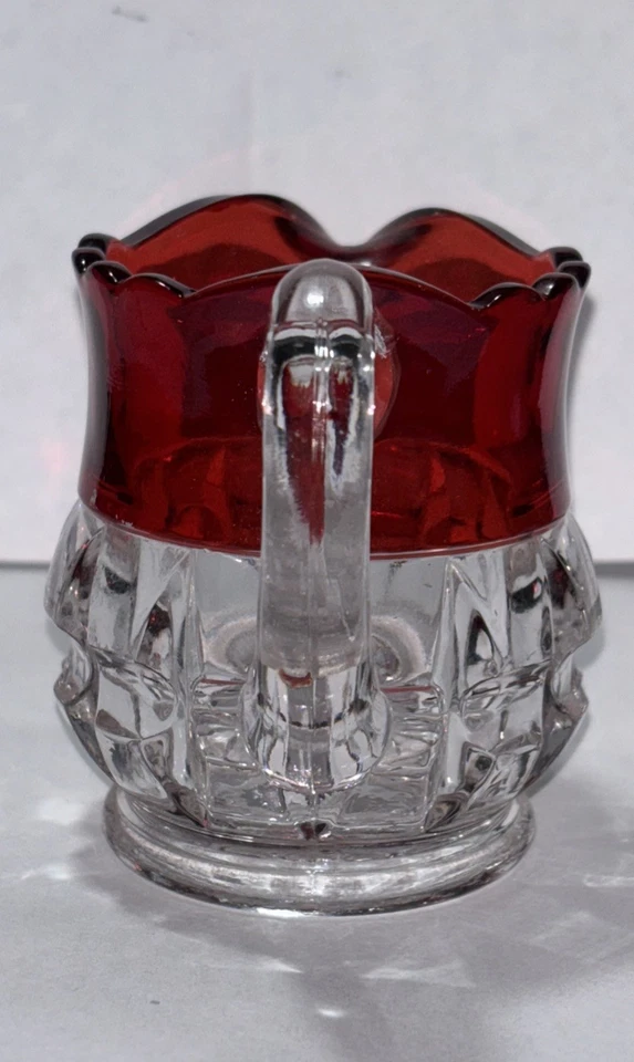 VTG Ruby Stained Flash Glass Creamer Pitcher EAPG Excelsior Adams & Company U174 - Image 4 of 4