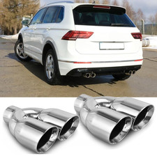 2.5" Chrom Auspuffblende Endrohr Edelstahl Doppel Sportauspuff Für VW Tiguan