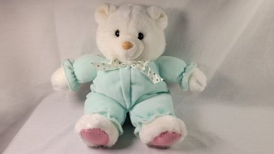 Russ Berrie Kiddy Kuddlers Teddy Bear Plush Rattle Stuffed Animal Green