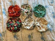 One Size Pocket Cloth Diapers Lot Of 6 With Forrest Print