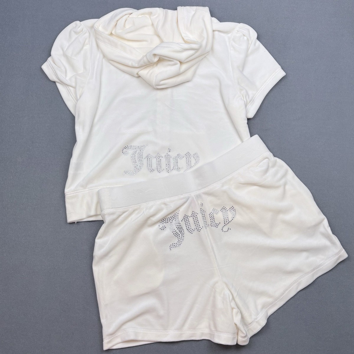 Juicy Couture Oyster Velour Short Sleeve Hoodie & Shorts Set