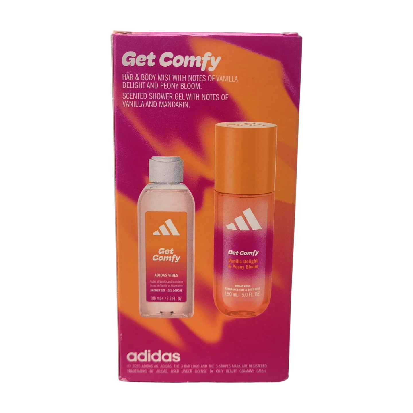 Adidas Vibes Get Comfy 2 pc Unisex Gift Set Hair & Body Mist & Shower Gel New