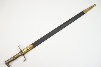 495 - NICE & RARE GERMAN MAUSER 1871 RIFLE SAWBACK DRESS BAYONET