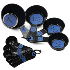 Chef Craft 10 Piece Easy Read Measuring Cups & Spoons Set - Black / Blue