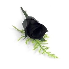Black Rose Button Hole Fabric Flowers
