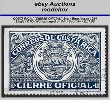 Kostaryka - pieczęć "CIERRE OFICIAL", niebieska, CTO - E$9.00