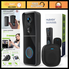 Wireless Video Doorbell Camera with Chime, 1080P HD, No Subscription, PIR Detect
