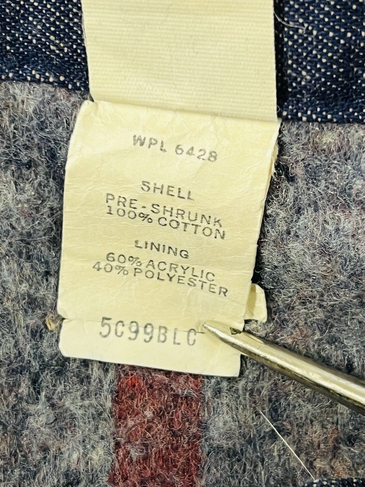VTG Blue Bell Denim Jacket 42 Sanforized 60s Barn Chore Work Coat Blanket Lined image 7