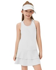 Girls Tennis Dress Sleeveless Golf Outfit Kids Workout Sports Sets Athletic D...