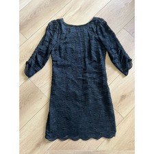 Frock by Tracy Reese Black Lace Sheath Dress 3/4 Sleeve Scoop Neck Knee Length