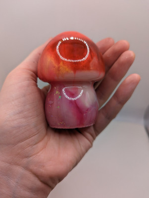 Red Pink Mushroom B Grade Mushroom Paperweight Dirty Pour Mushroom Cottage