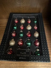 Christmas Glass Mini Ornaments Rauch Industries 1” Ball Snowflake Gold 20 Ct New