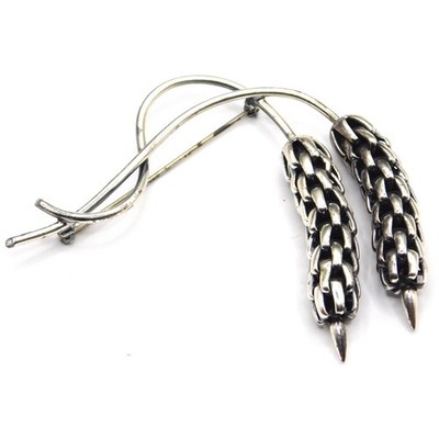 ELEGANT SIGNED NAPIER SILVER WHEAT CHAIN BROOCH - EUGENE BERTOLLI 1954