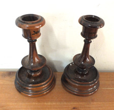 Treen - Pair of nice olive wood candlesticks (Ref. 3168)