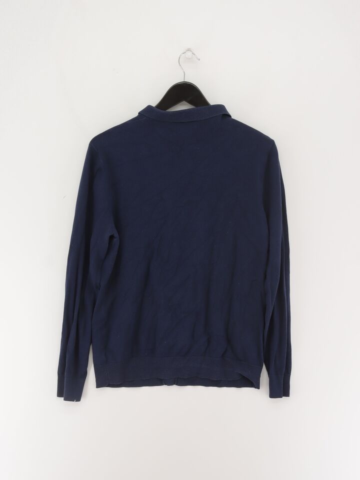 Next Men's Jumper M Blue Cotton with Nylon Collared Pullover | eBay