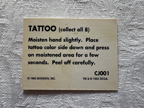 1993 Cracker Jack Prize Lotto di 5 Adesivi e Tatuaggi, Sonic the Hedgehog, RARO - Foto 11 di 11