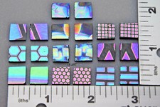 3/8"x 3/8" EARRING SETS BLACK COATINGS BY SANDBERG PATTERN DICHROIC GLASS 90 COE