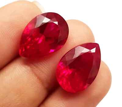 20.02 Ct+ Natural Red Ruby Pear Cut Burmese Certified SG Gemstone ( 2 Pcs ) T01
