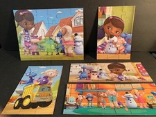 Lot of 5 Disney Doc McStuffins Puzzles In Wood Storage Case Complete