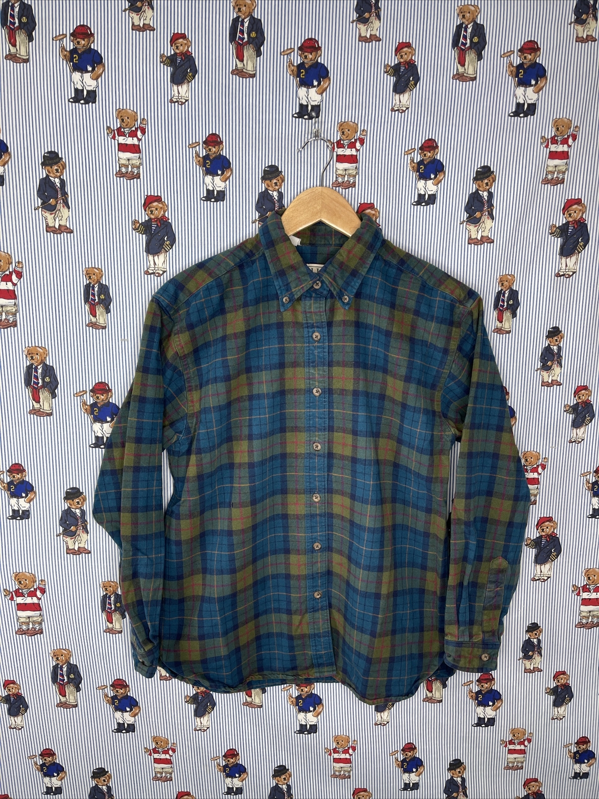 BEAN Green Blue Flannel Chamois Cloth MEDIU