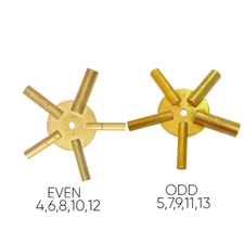 2pc Brass Large Clock Winding Keys with Five Pronged Even & Odd Numbers