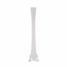 Mega jarrones - Jarrón de vidrio Torre Eiffel de 1,25" x 16" - 1 pieza, blanco