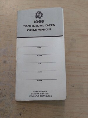 VINTAGE 1969 GENERAL ELECTRIC TECHNICAL DATA COMPANION BOOKLET