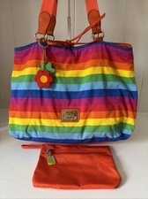 Fab Moschino Redwall Rainbow Orange reversible bag tote handbag keychain pouch