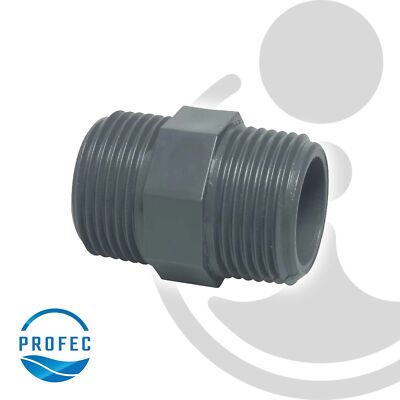 PVC Doppelnippel mit Achtkant, beidseitig AG - verschiedene Ausführungen
