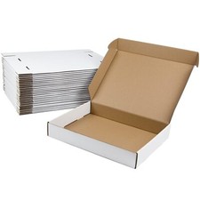 25 Pack Shipping Boxes 13x10x2 Inches White Corrugated for Small Business