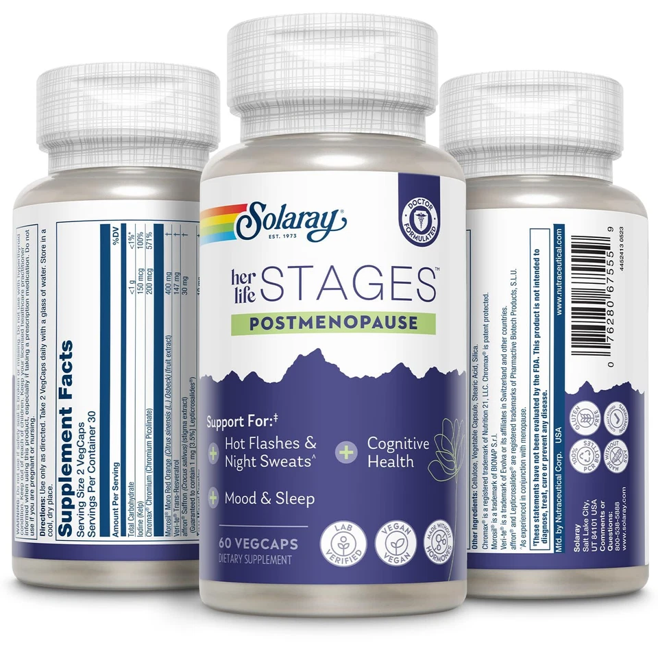 Postmenopausal Support Supplement 60ct Saffron Mood Sleep Cognitive Wellness - Image 2 of 4