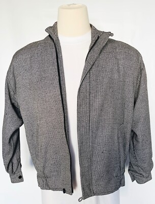 Doncaster silks 100% Woven Silk mens pattern jacket zipper Size M