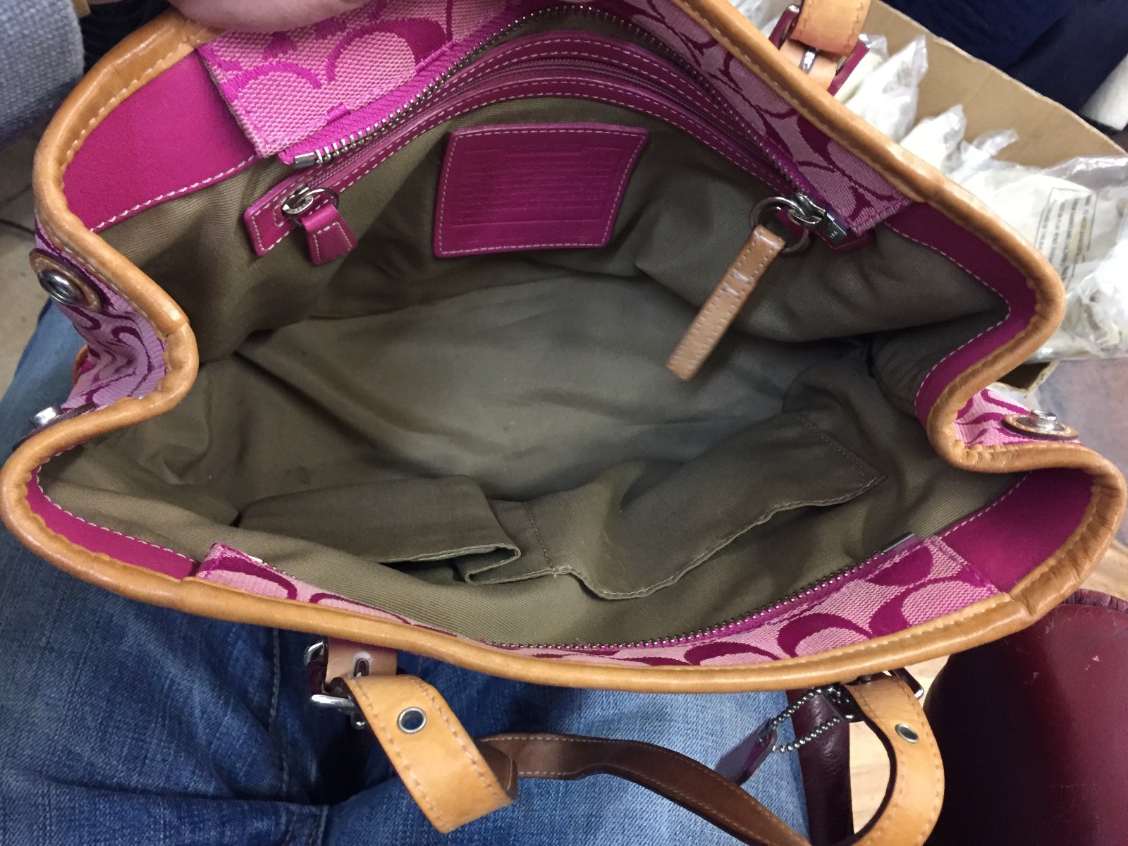 Coach J3J6892 Hampton Signature Pink Leather Purse/Satchel 4x8.5x11