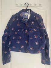 Wrangler Dark Blue Floral Retro Crop Jacket Bnwt, S