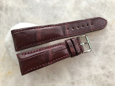 22mm/18mm Brown Alligator Crocodile Embossed Leather Watch Strap Band