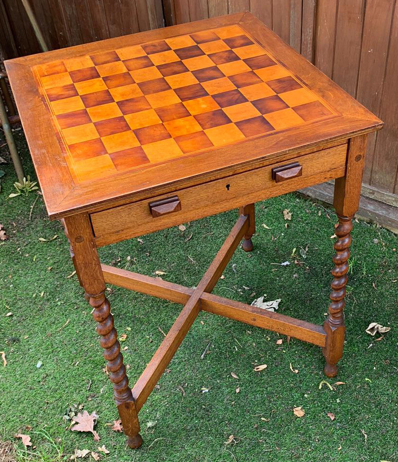 Oak Games Table With Barley Twist Legs eBay