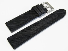 18mm Hadley-Roma MS848 Men's Black Nylon Leather watch Band Strap