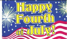 Happy Fourth of July 3x5 ft Polyester Banner Flag Patriotic Independence Picnic