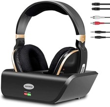 Wireless Headphones for TV with 2.4G RF Transmitter Charging Dock, 100FT