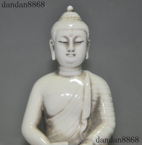  5"Tibet Buddhism Dehua White Porcelain Glaze Sakyamuni Shakyamuni Buddha Statue - Bild 2 von 12