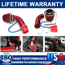 3'' Car Cold Air Intake Filter Induction Pipe Kit Aluminum Power Flow Hose Red