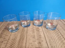 4 "RARE" Aeroshell *SHELL* Aviation Oil, Gas OLD FASHION Glasses, Tumblers