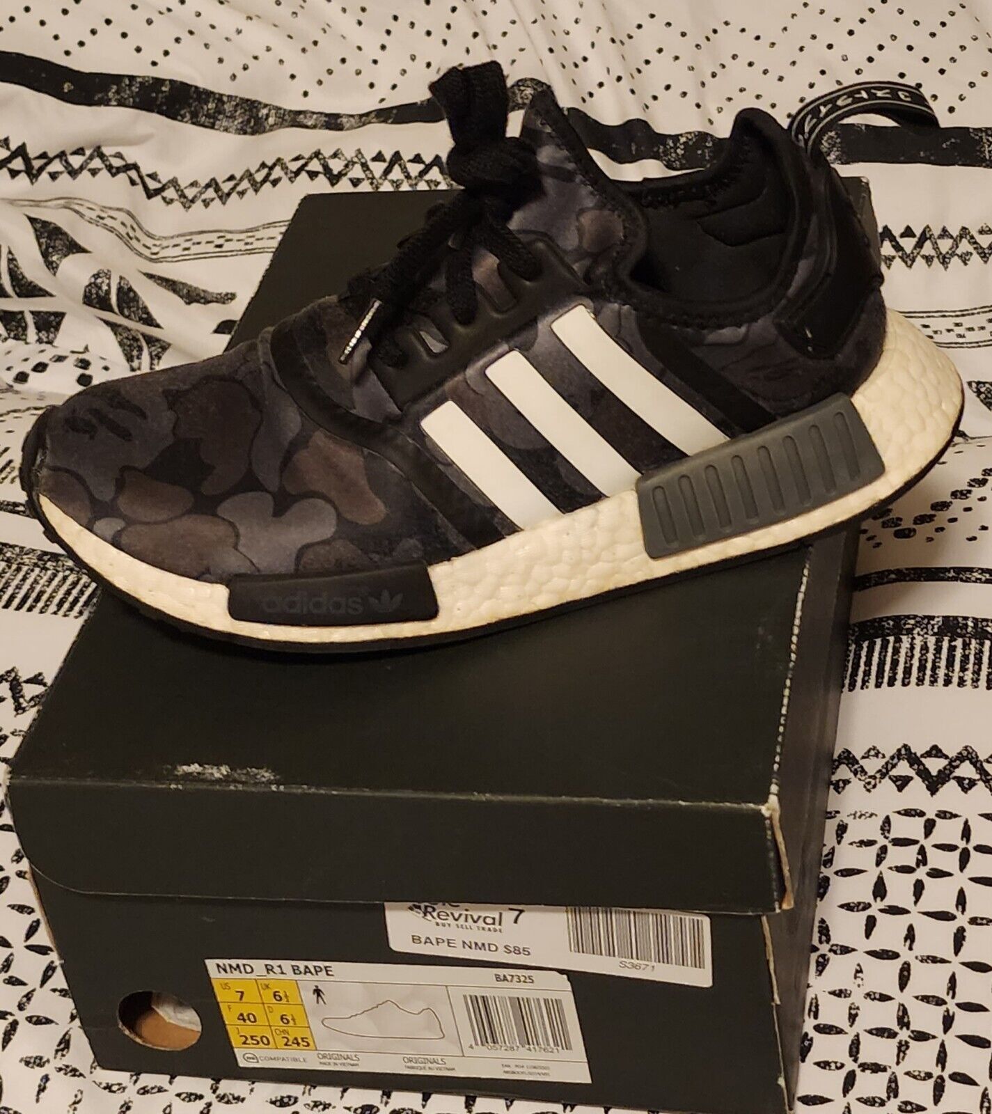 Size 7 - NMD x A Bathing Black Camo | eBay