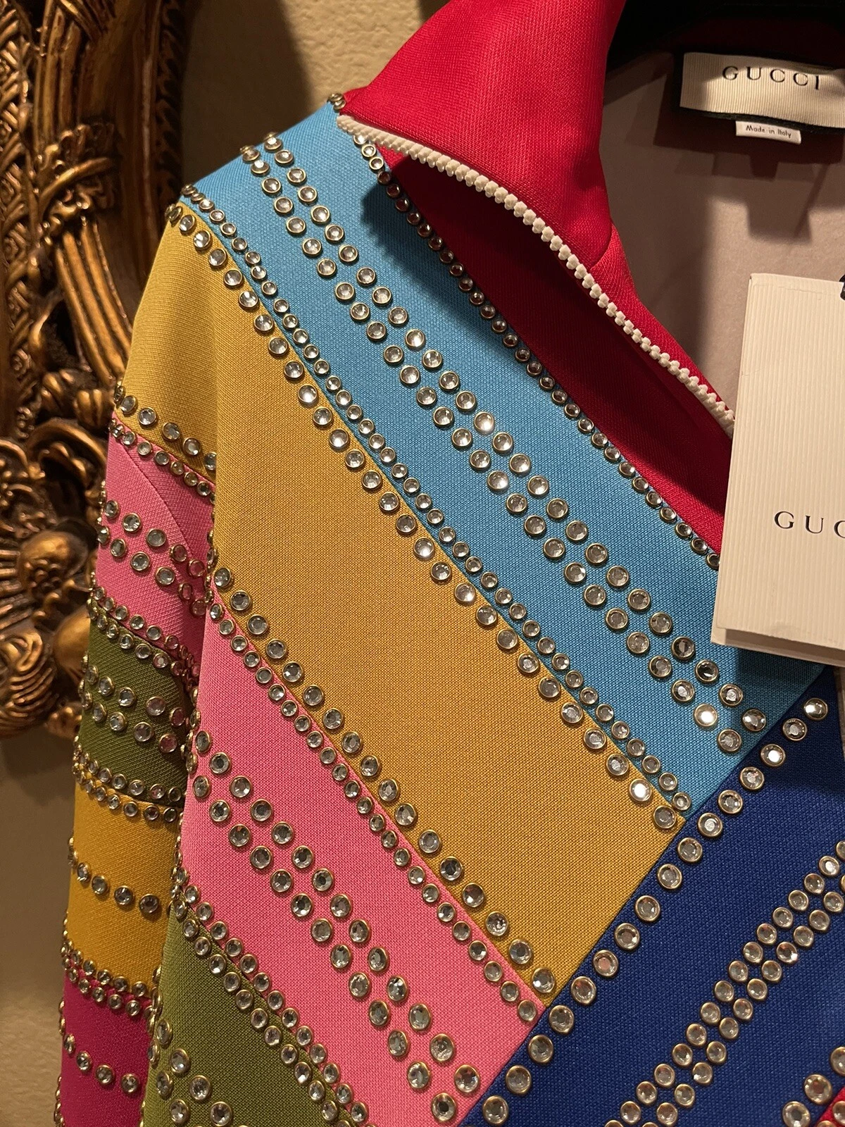 Giacca a righe 100% autentica GUCCI cristallo impreziosita taglia: S